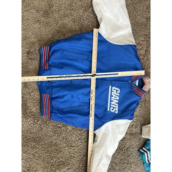 Vintage New York Giants Chalk Line Fanimation Satin Bomber Jacket Large 90s NFL - Picture 6 of 7